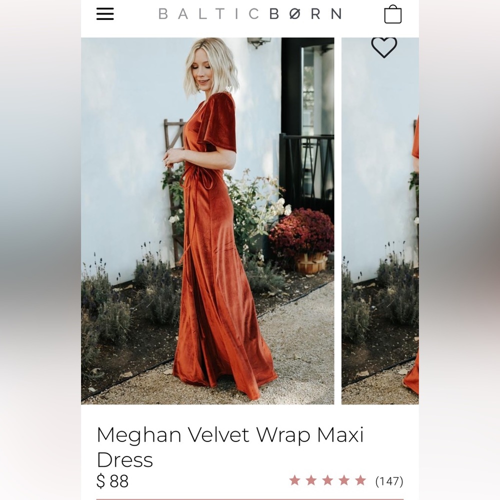 Baltic Born Meghan Velvet Wrap Maxi Dress (Rust)